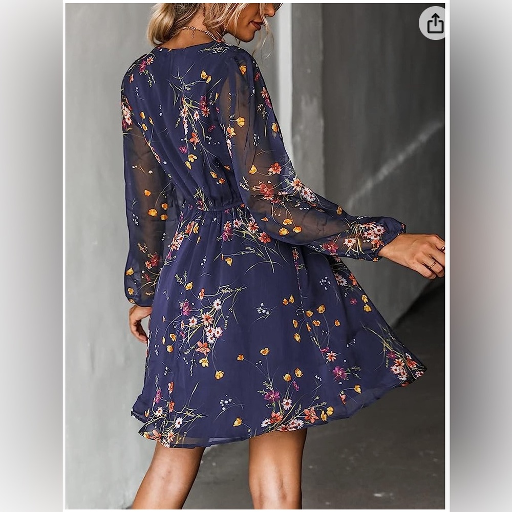 NWT Cupshe floral print chiffon A-line mini dress - Picture 2 of 12